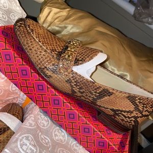 Tory Burch Gemini Python Snake embossed Loafers